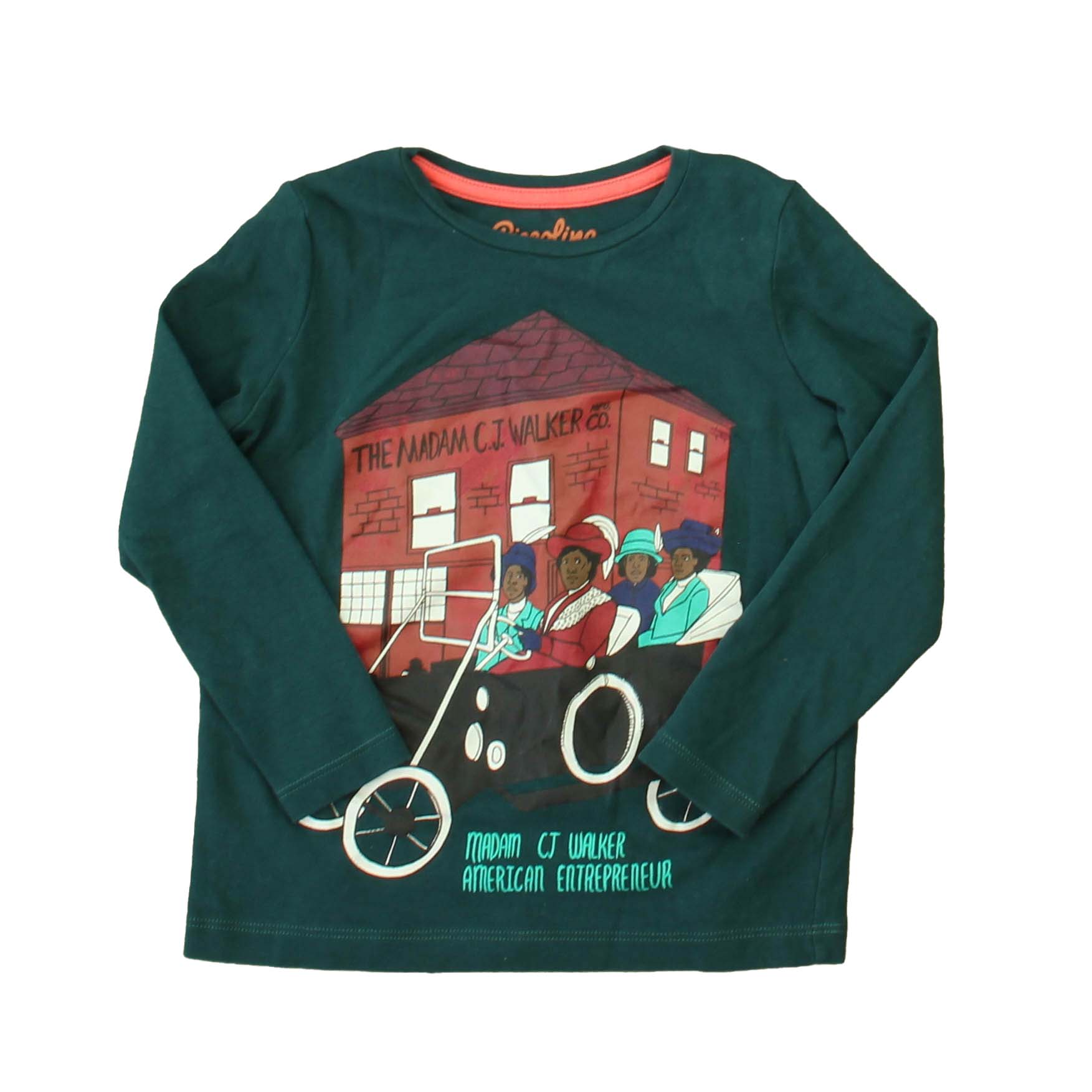 Piccolina Girls Green Madam Cj Walker Long Sleeve T-Shirt Size: 4t